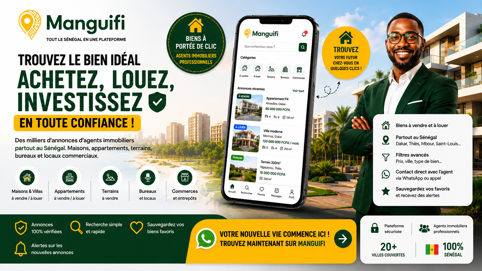 Trouvez le bien idéal — Achetez, louez, investissez en toute confiance