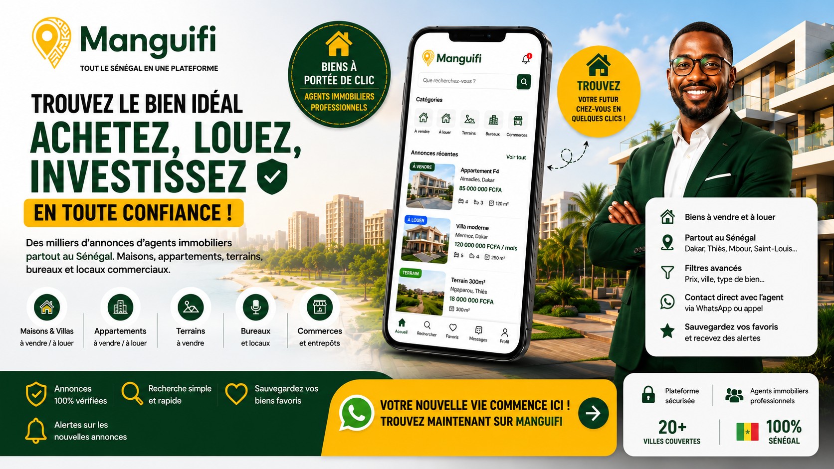 Trouvez le bien idéal — Achetez, louez, investissez en toute confiance
