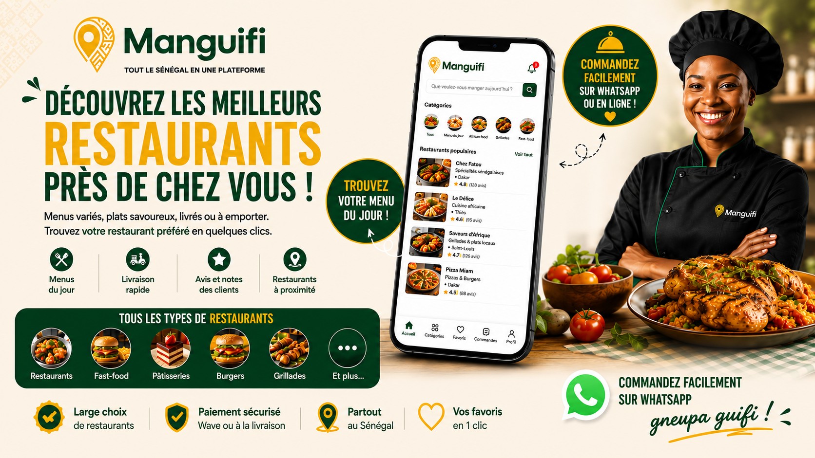 Découvrez les meilleurs restaurants près de chez vous sur Manguifi
